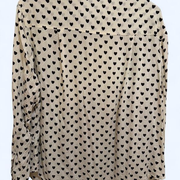 Asos Women's Unique White & Black Heart Print Long Sleeved Work Blouse - Picture 4 of 4
